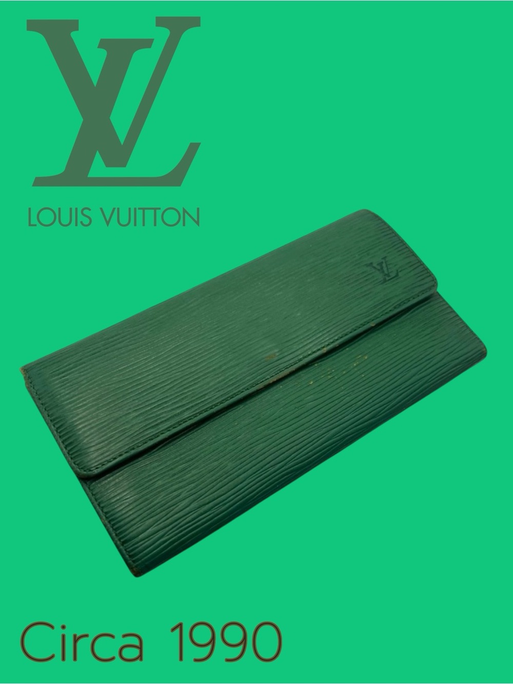 Vintage Louis Vuitton Green Epi Wallet Circa 1990